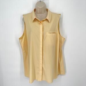 Athleta Womens Urbanite II Button Up Tank Shirt Collared SZ 20 W Lunaria Yellow